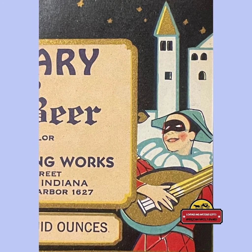 Antique 1920s Sanitary Root Beer Label 🧴 Indiana Harbor Indiana NOS Jester & Castle