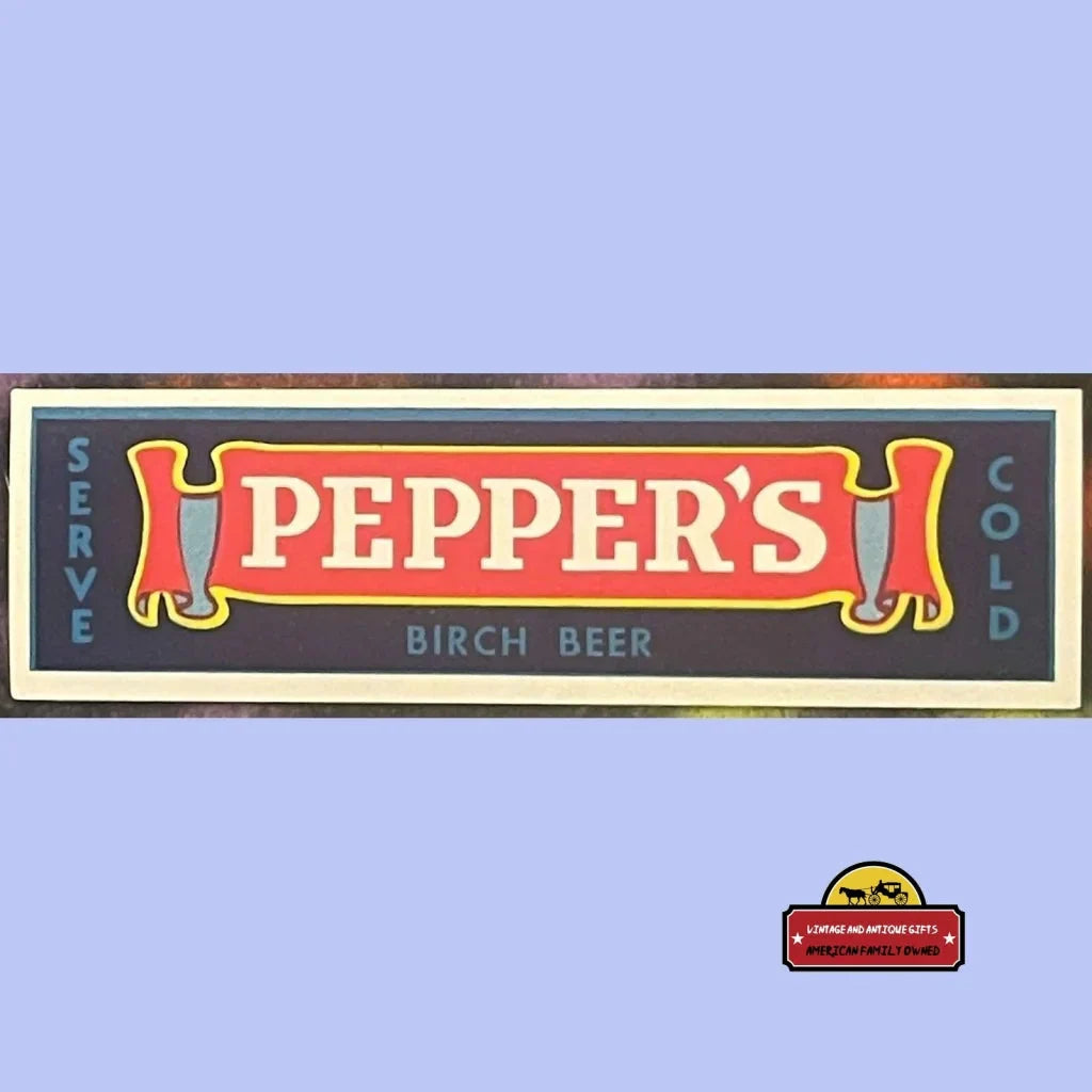 Vintage 1940s Pepper's Birch Beer Bottle Labels 🫙 Wm. Pepper & Co. Ashland PA Navy Blue Diamond