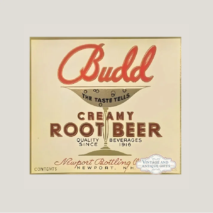 Antique 1920s Budd Creamy Root Beer Label Collectible