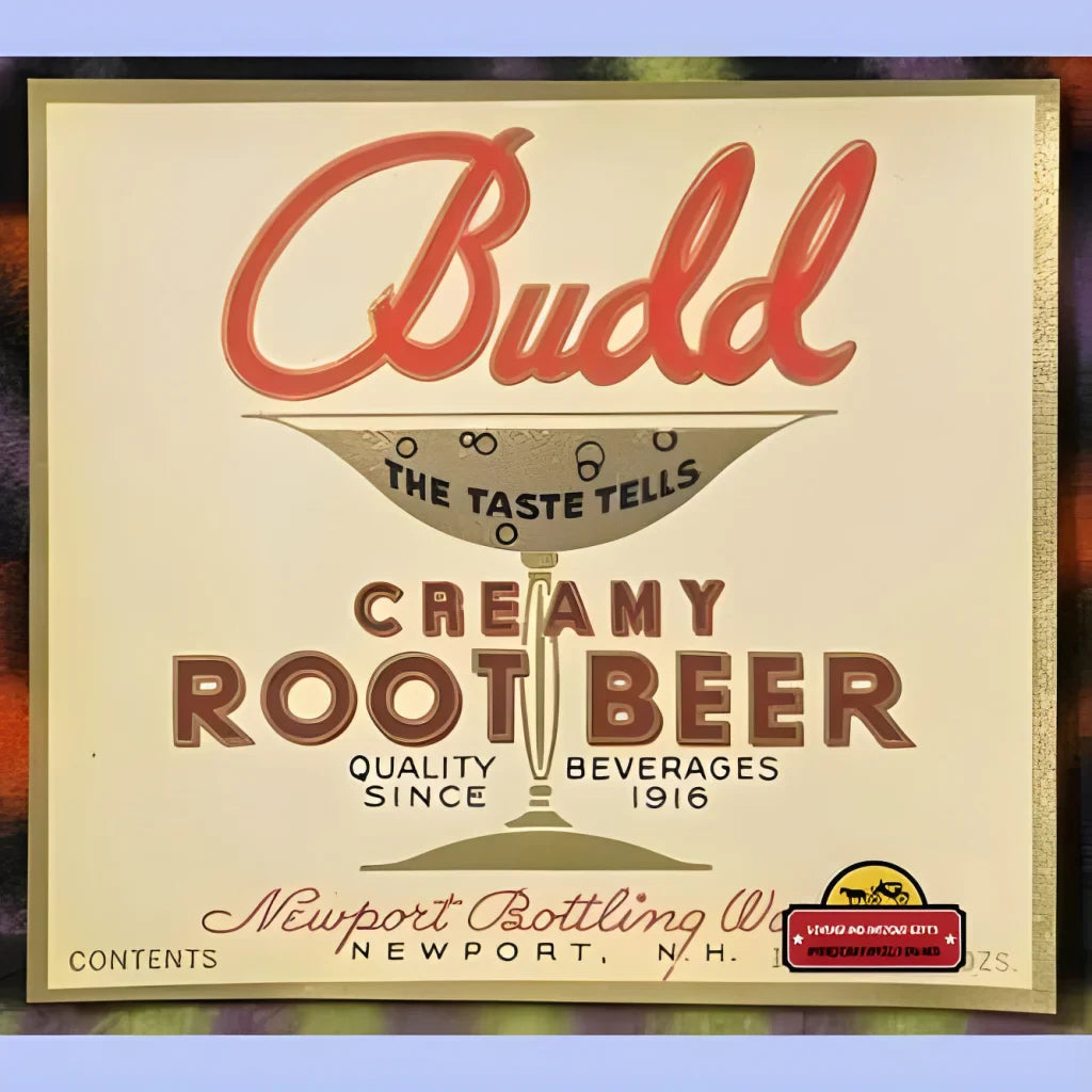 Antique 1920s Budd Creamy Root Beer Label Collectible