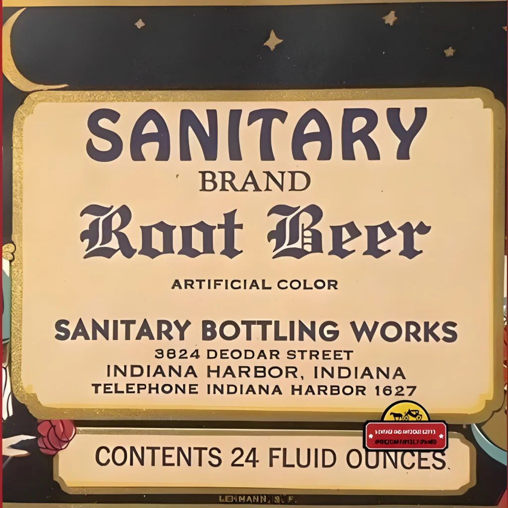 Antique 1920s Sanitary Root Beer Label 🧴 Indiana Harbor Indiana NOS Jester & Castle
